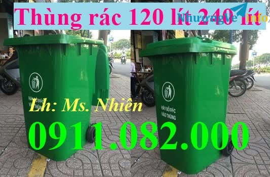 Ảnh Thùng rác nhựa nắp kín giá rẻ- thùng rác 120 lít 240 lít 660 lít có bánh xe giá tốt- lh 0911082000