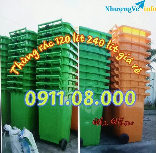Ảnh Sỉ lẻ thùng rác 120L 240L 660L giá rẻ- thùng rác 3 ngăn, thùng rác y tế- lh 0911082000