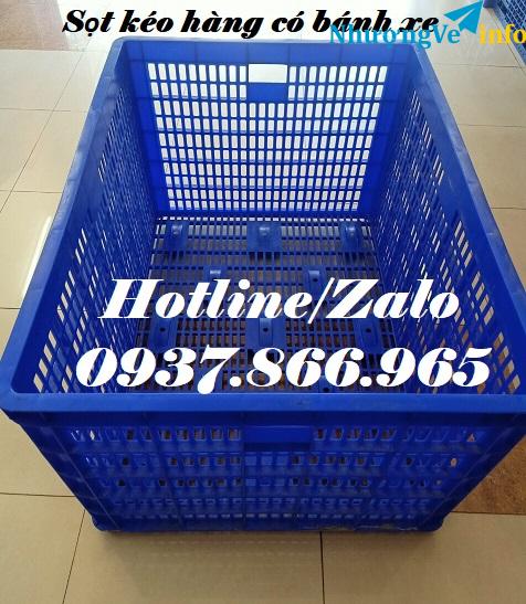 Ảnh Sọt 26 bánh xe dùng kéo hàng, sọt bánh xe, sóng có bánh xe, sóng nhựa, sọt dài hơn 1m đựng hàng