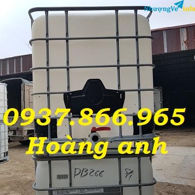 Ảnh Bồn nhựa có khung thép có van xả dưới đấy, bồn nhựa 1000l, thùng nhựa đựng hóa chất 1000l