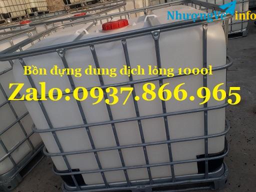Ảnh Bồn nhựa hình chữ nhật có khung thép, bồn IBC, tank 1000l, giá tank nhựa