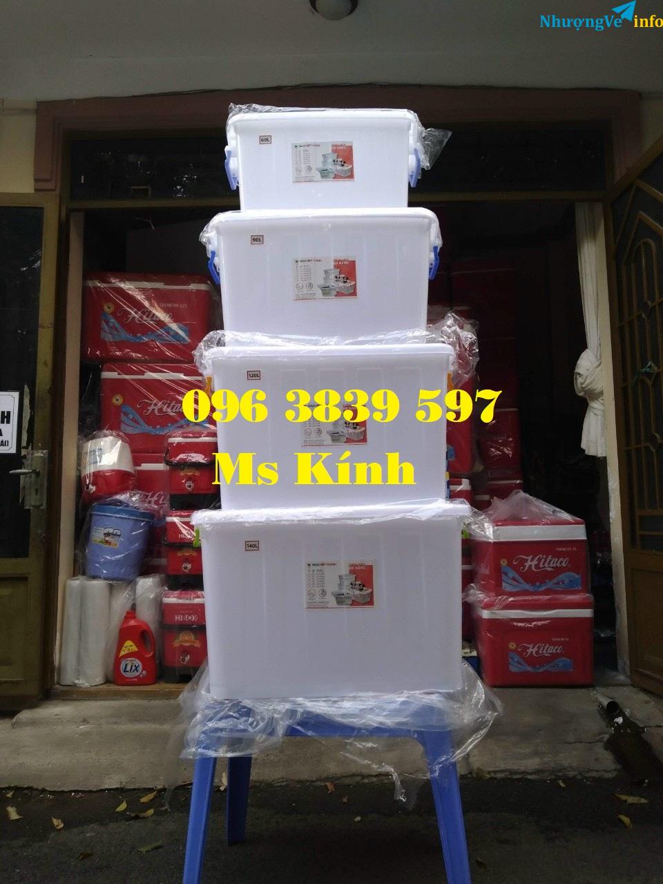 Ảnh Thùng nhựa đa năng màu trắng có nắp đậy đựng đồ dùng gia đình - 096 3839 597 Ms Kính