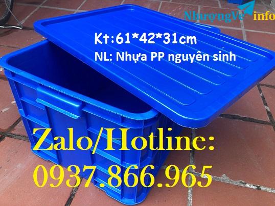 Ảnh Giá thùng nhựa đặc có nắp, mua thùng nhựa công nghiệp ở đâu, thùng đặc cao 31 có nắp đậy