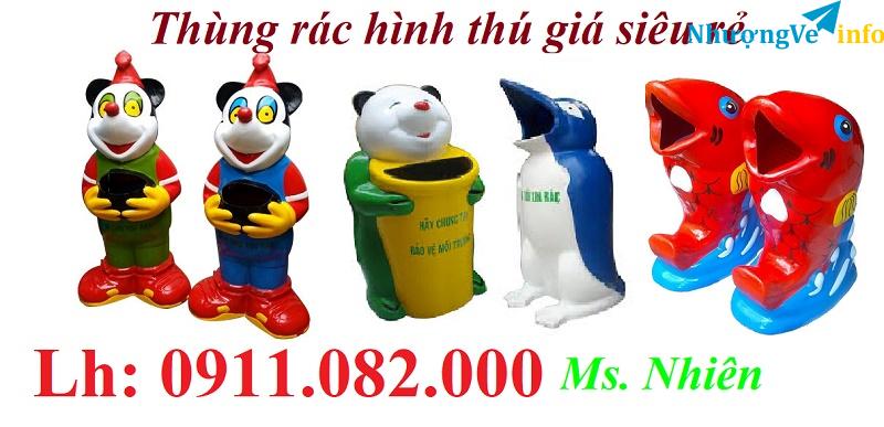 Ảnh Cung cấp thùng rác hình thú giá rẻ- thùng rác cá chép, thùng rác 120l 240l 660l giá sỉ- lh 0911082000