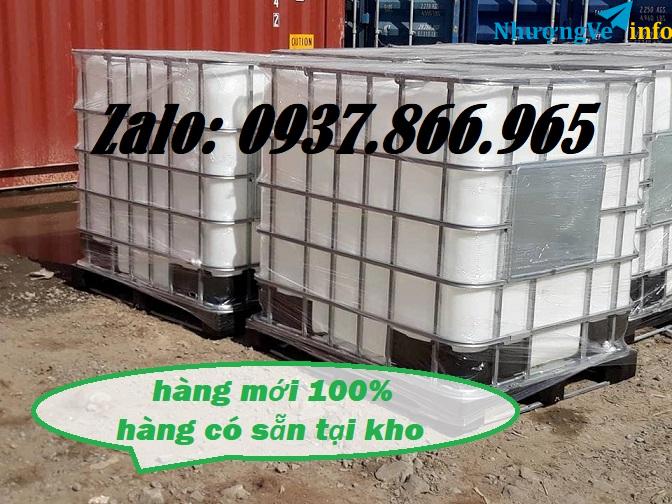 Ảnh Bồn màu trắng có khung thép, bồn đựng nước rửa xe, tank 1000l đựng hóa chất