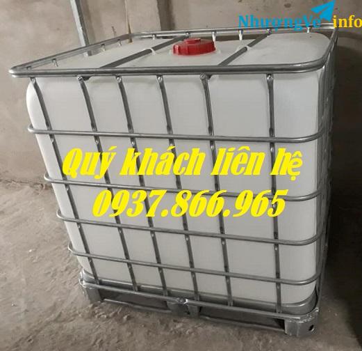 Ảnh Tìm nhà phân phối tank nhựa, bồn IBC 1000l, tank màu trắng có khung thép, tank nhựa có van xả dưới đáy