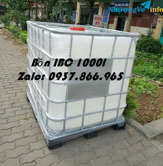 Ảnh Bồn IBC, bồn công nghiệp, bồn chứa hóa chất, bồn có khung thép, bồn 1000l có Pallet nâng đỡ