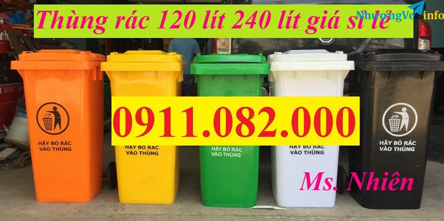 Ảnh Thùng rác phân loại giá rẻ- thùng rác nhựa 120L 240L 660L giá sỉ- lh 0911.082.000