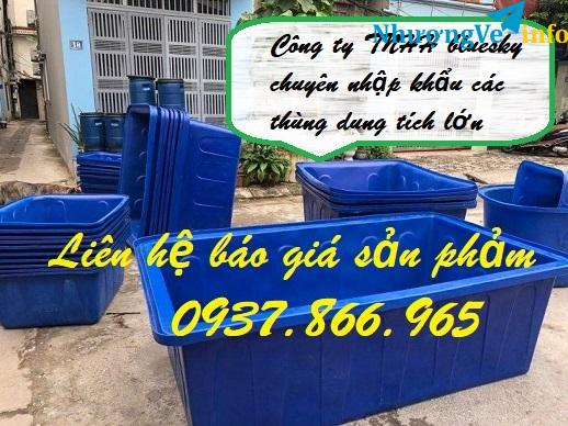 Ảnh Thùng màu xanh dung tích lớn, thùng 3 khối, thùng nhuộm vải, thùng nuôi cá tầm, bồn nuôi cá hồi