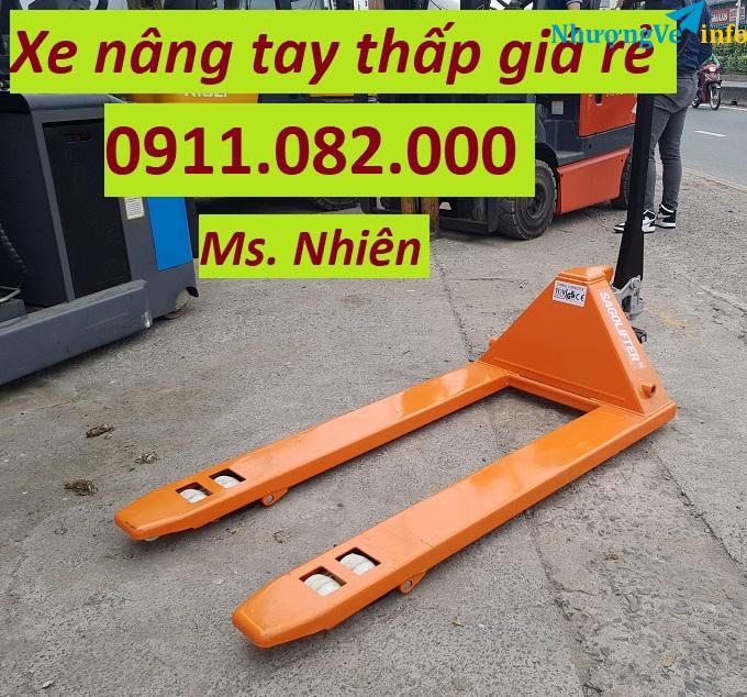 Ảnh Sỉ lẻ xe nâng tay thấp giá rẻ tại cần thơ, xe nâng tay 3 tấn càng rộng màu cam- lh 0911082000