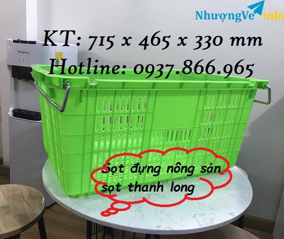Ảnh Sọt nhựa HS 011, sọt đựng thanh long, sọt nhựa hở có quai sắt, sọt nhựa nguyên sinh