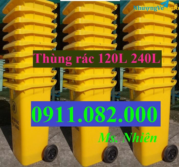 Ảnh Thùng rác đạp chân, nắp lật, thùng rác 120l 240l 660l giá rẻ- lh 0911082000