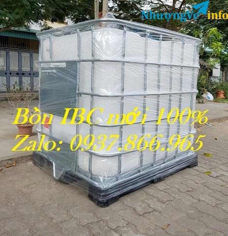 Ảnh BôÌn IBC coÌ khung theÌp, thuÌng nhưÌ£a maÌu trăÌng 1000l, tack nhưÌ£a cuÌ, tank IBC mơÌi