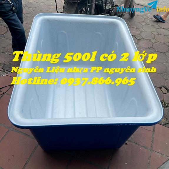 Ảnh ThuÌng nhưÌ£a dung tiÌch 500l coÌ 2 lơÌp, thuÌng dung tiÌch lơÌn, thuÌng nhưÌ£a vuông 2 lơÌp