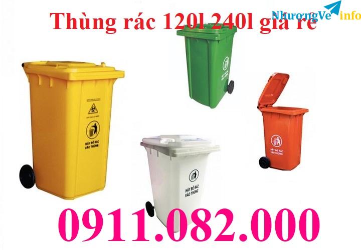 Ảnh Bán thùng rác nhựa màu xanh giá rẻ, thùng rác 120l 240l 660l giá sỉ lẻ- lh 0911082000