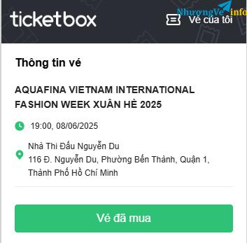 Ảnh TP Hồ Chí Minh: Cần bán lại vé vietnam international fashion week ngày 08.06.2025