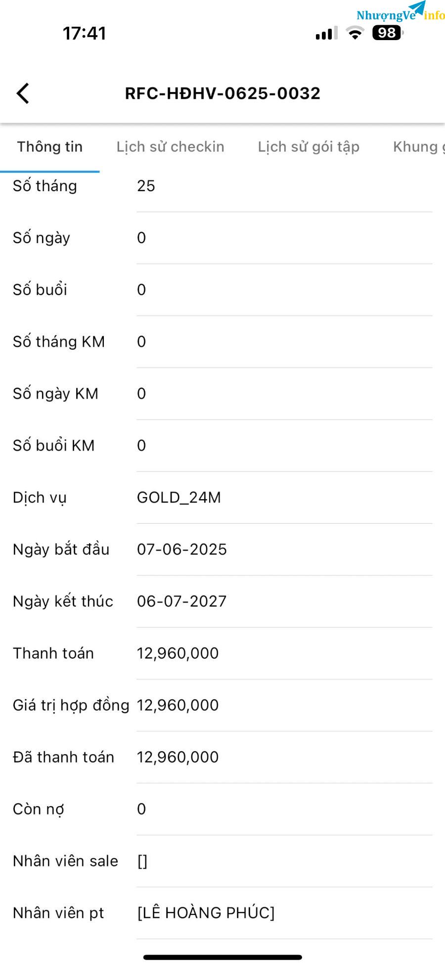 Ảnh Vé Tập Gym