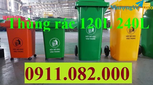 Ảnh Cung cấp thùng rác nhựa giá rẻ uy tín, thùng rác 120l 240l 660l giá rẻ mới 100%- lh 0911.082.000
