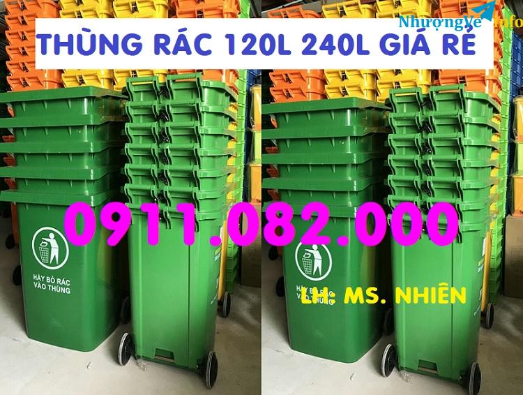 Ảnh Xả hàng tồn kho thùng rác mới 100% giá rẻ- thùng rác 124, 240l nắp kín 2 bánh xe- lh 0911082000