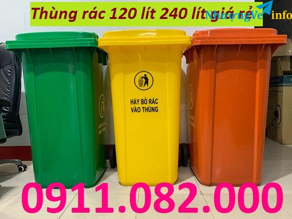 Ảnh Cung cấp thùng rác phân loại giá rẻ tại cần thơ- thùng rác 240l- lh 0911082000