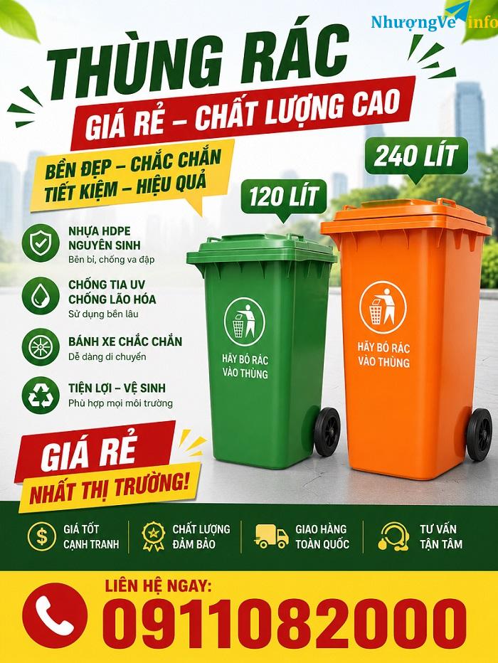 Ảnh Thùng Rác Nhựa Giá RẻâBền ĐẹpâGiao Nhanh- lh 0911082000