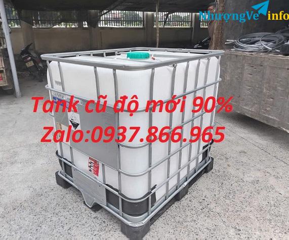 Ảnh Bồn nhựa công nghiệp có khung, tank cũ, bồn nhựa màu trắng 1000l hàng mới