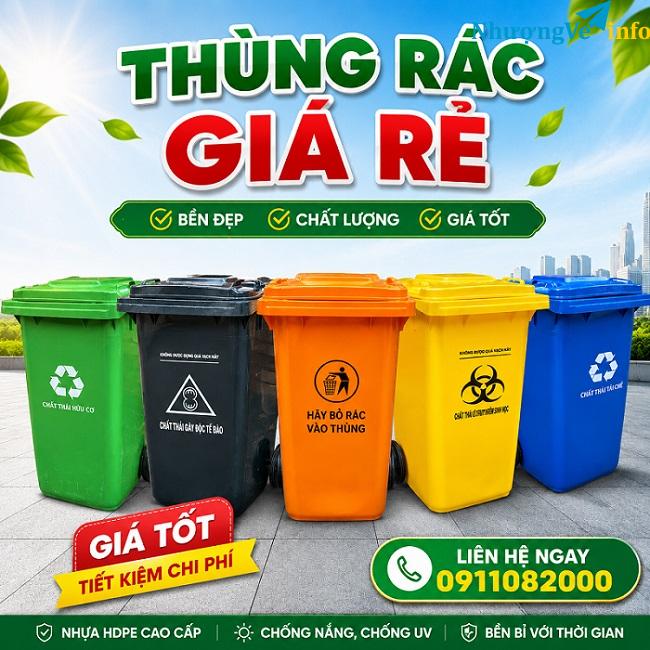 Ảnh Thùng rác nhựa HDPE cao cấp- thùng rác 120L 240 giá rẻ tận kho-Sỉ toàn quốc- lh 0911082000