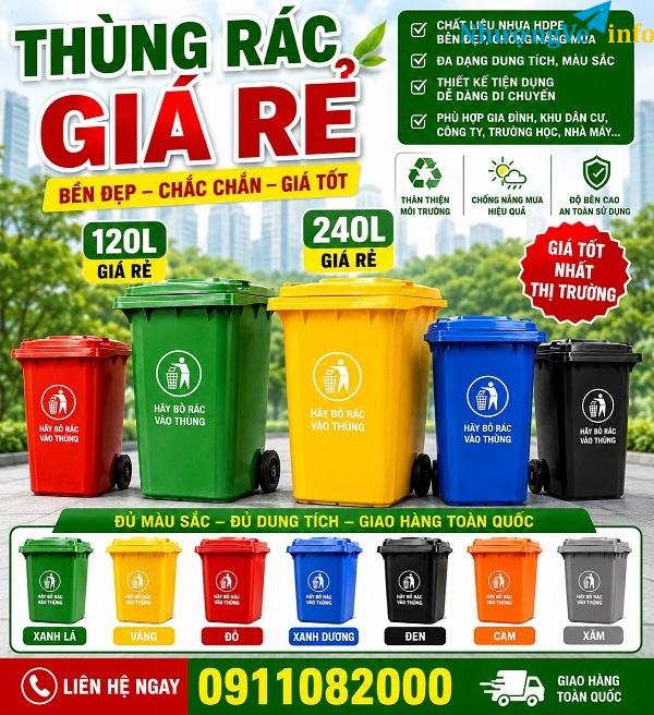 Ảnh Chuyên bỏ sỉ lẻ thùng rác nhựa 120l 240L giá rẻ- hàng chất lượng đạt tiêu chuẩn- lh 0911082000