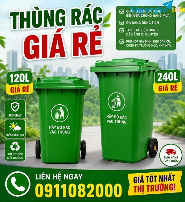 Ảnh Chuyên bỏ sỉ lẻ thùng rác nhựa 120l 240L giá rẻ- hàng chất lượng đạt tiêu chuẩn- lh 0911082000