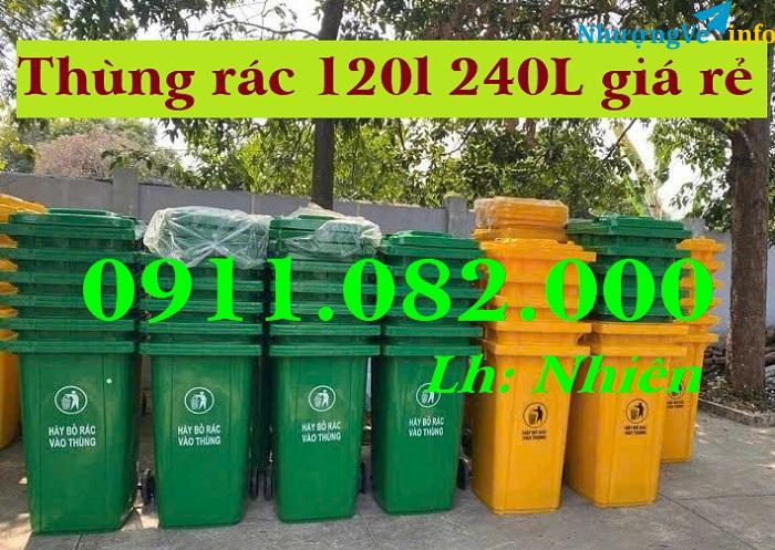 Ảnh Cung cấp thùng rác phân loại giá rẻ- thùng rác xanh, cam, vàng- lh 0911082000