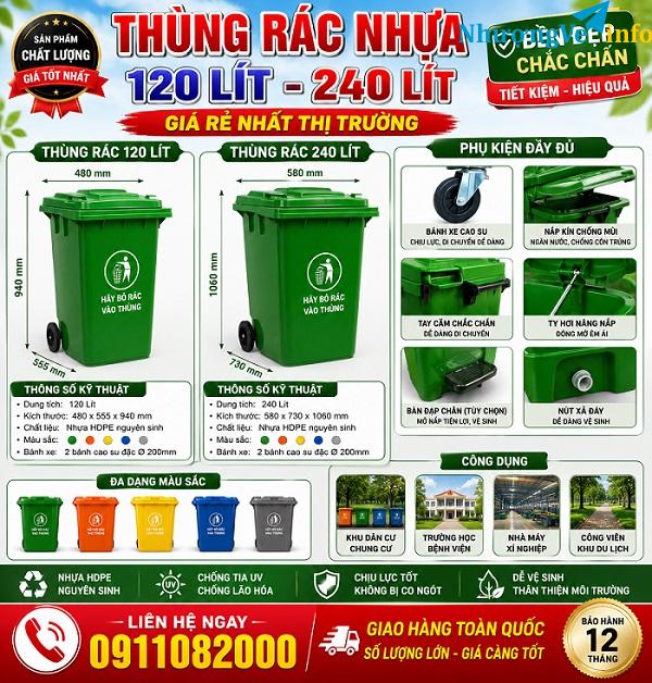 Ảnh Giao hàng toàn quốc trong 24h- chuyên sỉ lẻ thùng rác 120L 240L 660l giá rẻ -lh 0911082000