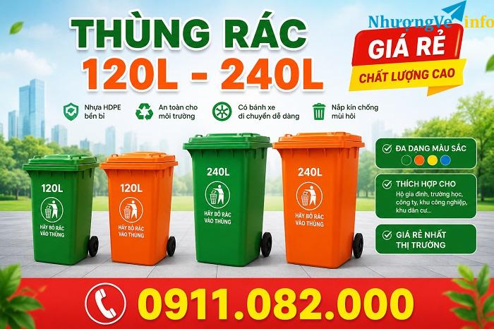 Ảnh Thùng rác hình thú giá rẻ- thùng rác công cộng 120l 240l màu xanh, cam giá rẻ- lh 0911.082.000