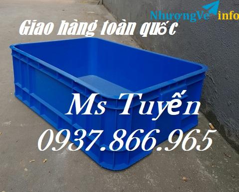 Ảnh Giá thùng nhựa xanh dương có nắp, thùng nhựa HPDE, thùng nhựa cao 20, thùng