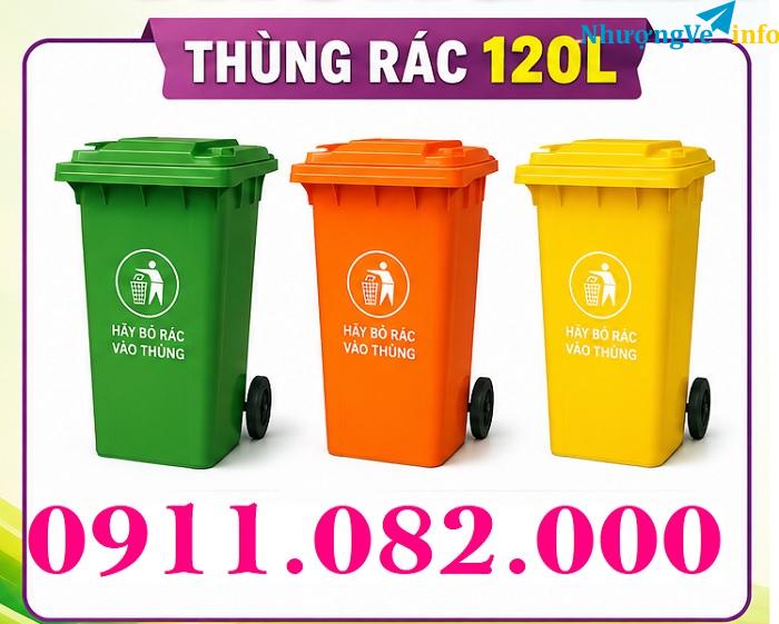 Ảnh Giá rẻ thùng rác môi trường 120L 240L- thùng rác màu xanh, cam- lh 0911.082.000