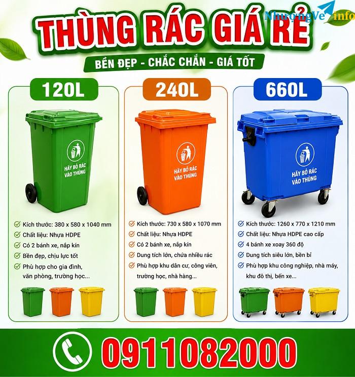 Ảnh Giới thiệu nơi bán thùng rác giá rẻ, thùng rác 120L 240L 660L giá tốt- lh 0911082000